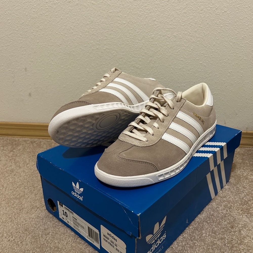 Adidas Hamburg Men's Beige and White Sneakers
